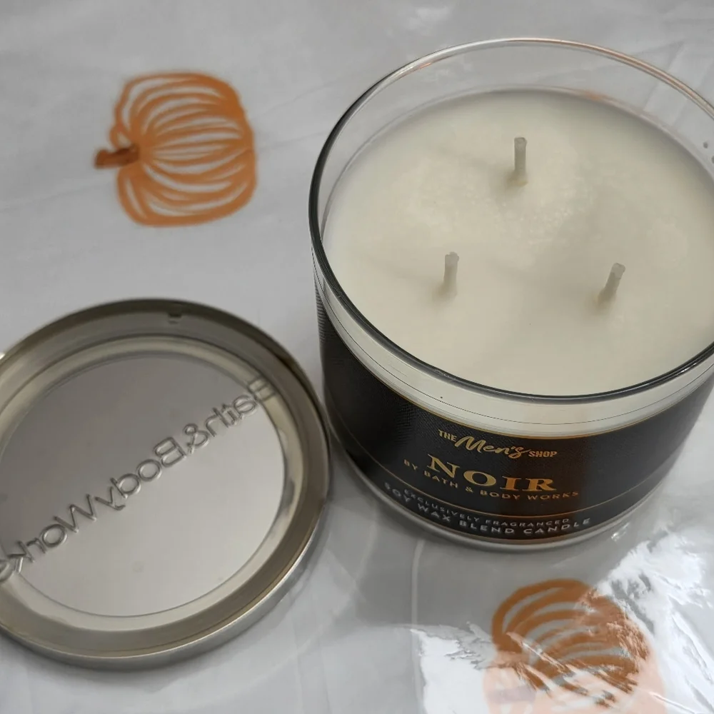 Bath & Body Works Noir Men's Body Wash & 3-Wick Candle Set NEW Rare
